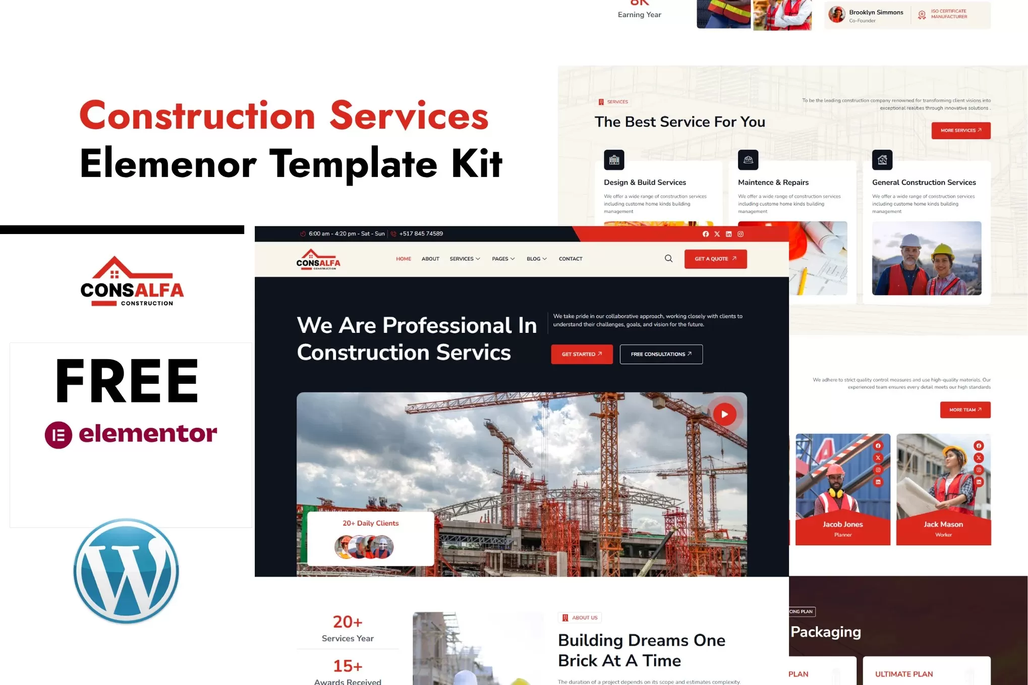 ConsAlfa – 建筑服务Elementor模板套件,工程施工官网