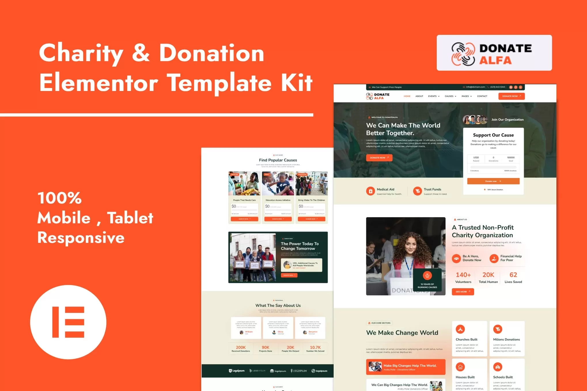 DonateAlfa – 慈善捐赠Elementor Pro套件,公益募捐官网